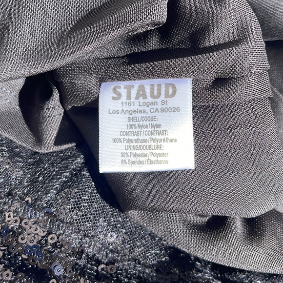 STAUD - Black Sequins Long Sleeve Mini Cut Out Dress - XS - Picture 14 of 15